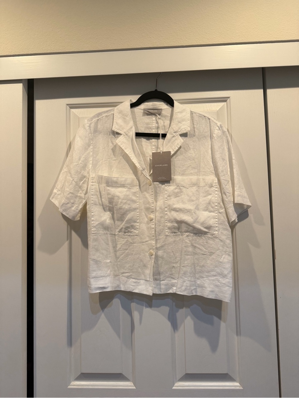 NWT!!! Everlane White Short-Sleeve Linen Button-Down Shirt